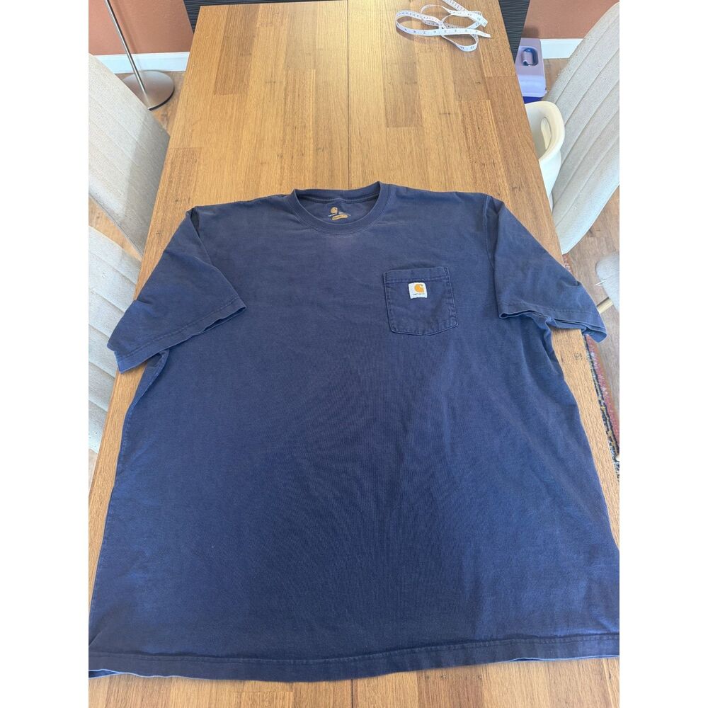 Carhartt K87 Heavyweight Pocket T Shirt Mens Navy Blue Short Sleeve Loose Fit